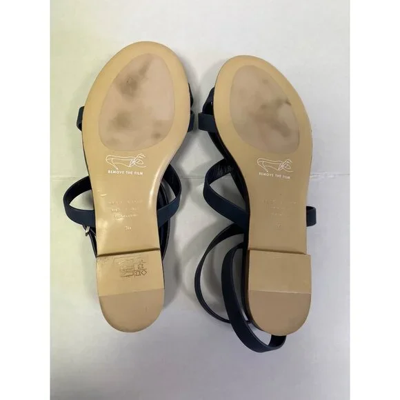 JENNI KAYNE Oiled Leather Strappy Sandal Navy Size 36 NWT